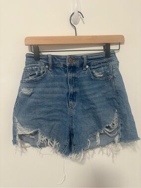 American Eagle high waisted distressed mom shorts